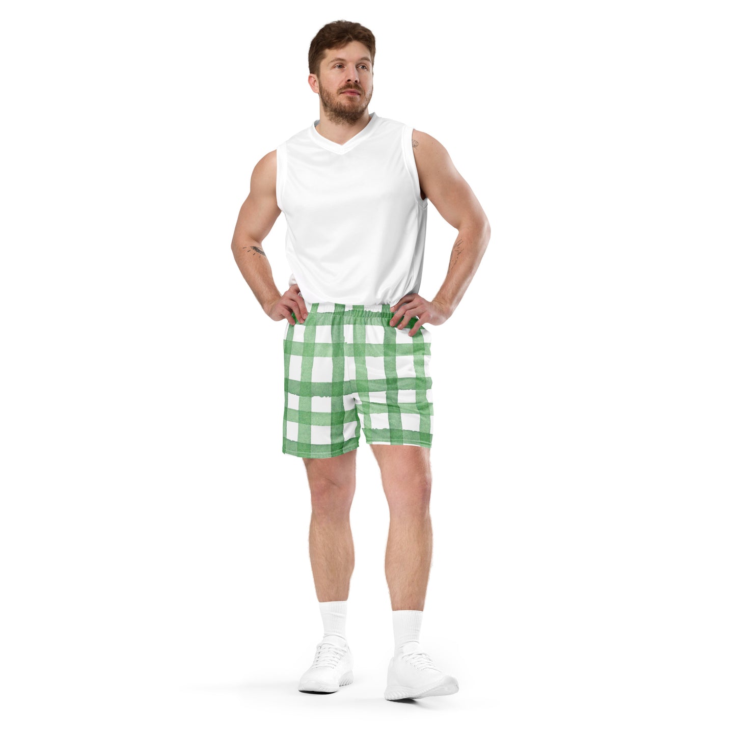 Green lines mesh shorts